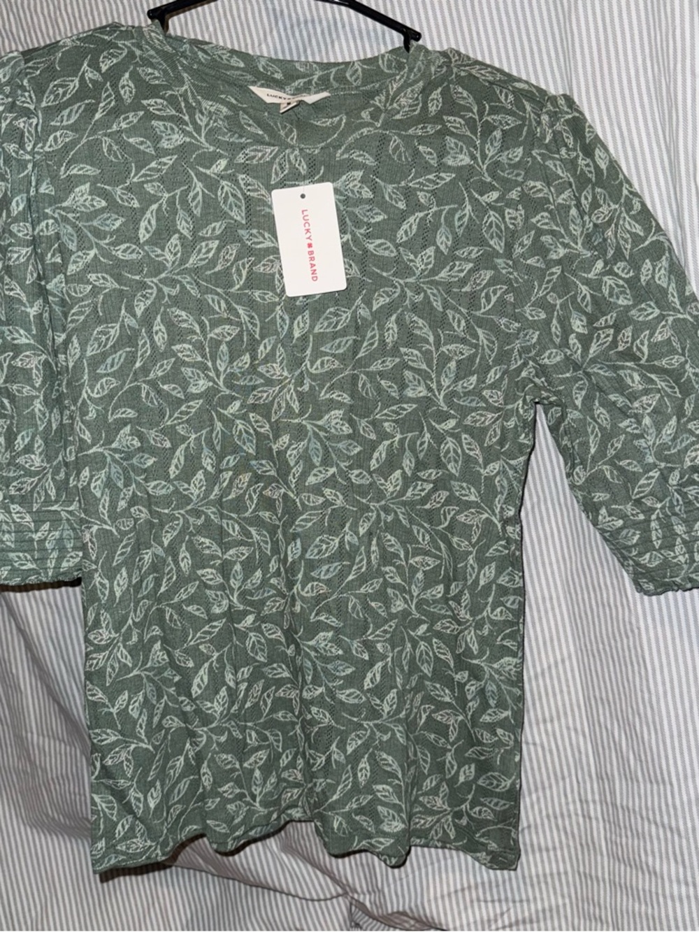 Lucky Brand Green Leaf-Print Long Sleeve